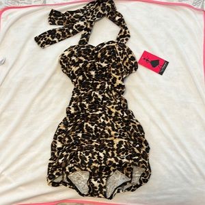 Unique vintage one piece leopard print swimsuit.